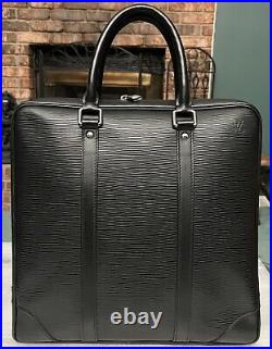 Louis Vuitton LV Black Epi Business Bag Briefcase Laptop Bag EXCELLENT
