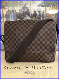 Louis Vuitton Shelton GM Messenger? Laptop Crossbody Bag Damier Ebene Dust Bag