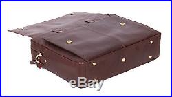 Luxury REAL Leather Brown Briefcase Man Women A4 File Laptop Office Business Bag