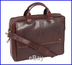 Luxury REAL Leather Brown Briefcase Man Women A4 File Laptop Office Business Bag