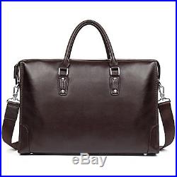 MANTOBRUCE Leather Briefcase for Men Women Travel Work 15 Laptop Bag