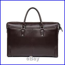 MANTOBRUCE Leather Briefcase for Men Women Travel Work 15 Laptop Bag