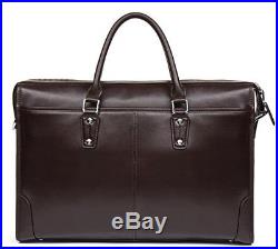 MANTOBRUCE Leather Briefcase for Men Women Travel Work 15' Laptop Bag