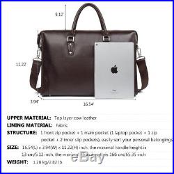 MANTOBRUCE Leather Briefcase for Men Women Travel Work 15' Laptop Bag