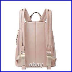 MICHAEL KORS Slater Medium Leather Backpack Neutral Pink Pebbled Bag Gold Chain