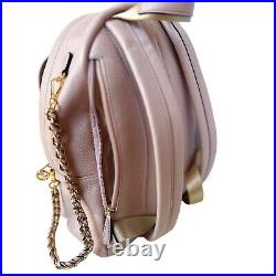 MICHAEL KORS Slater Medium Leather Backpack Neutral Pink Pebbled Bag Gold Chain