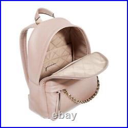 MICHAEL KORS Slater Medium Leather Backpack Neutral Pink Pebbled Bag Gold Chain