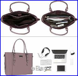 MOSISO PU Leather Laptop Tote Bag for Women (Up to 15.6 inch), Purple