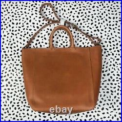 Madewell The Abroad Tote Leather Bag Desert Camel holds 13 laptop AH913 brown