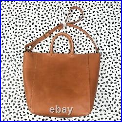 Madewell The Abroad Tote Leather Bag Desert Camel holds 13 laptop AH913 brown