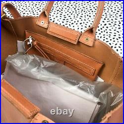 Madewell The Abroad Tote Leather Bag Desert Camel holds 13 laptop AH913 brown