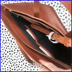 Madewell The Zip Top Transport Carryall Brown Leather Tote Bag H2584 New Laptop