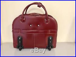 McKlein Red Wheeled Leather Laptop Briefcase Travel Bag Luggage Women Suitcase