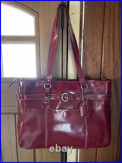 McKlein Womens Leather Laptop Case Tote Purse Bag Red Beautiful