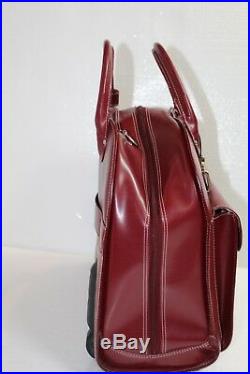 McKlein Womens Rolling Briefcase Burgundy Laptop Bag Travel Leather