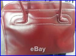 McKleinUSA 360 Womans Willowbrook Leather Detachable Wheeled Laptop Bag Deep Red