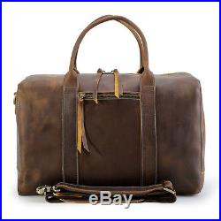 Men Vintage Leather Luggage Duffle Gym Bag Handbag Travel Bag 17 Laptop Bag