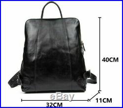 Men Women Backpacks Rucksack 14 Laptop Bag Travel Leather Zipper Shoulder Strap