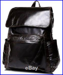 Men Women Genuine Leather Vintage Backpack Schoolbag Shoulder Laptop bag Satchel