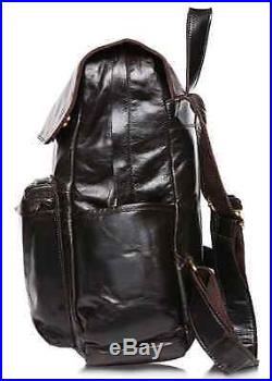 Men Women Genuine Leather Vintage Backpack Schoolbag Shoulder Laptop bag Satchel