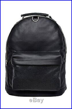 Men Women Leather Backpack Black Laptop Bag Bikers Bag Rucksack School Bag 1005