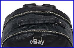 Men Women Leather Backpack Black Laptop Bag Bikers Bag Rucksack School Bag 1005