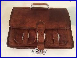 Men Women Real Vintage Leather Tote Messenger Shoulder Laptop Bag Briefcase