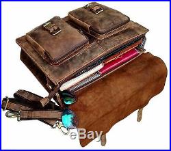Men's 15 Retro Buffalo Leather Laptop Messenger Office Briefcase Bag women GIFT