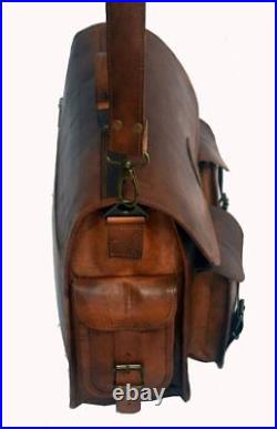 Men's Genuine 15 Vintage Brown Leather Messenger Shoulder Laptop Bag Briefcase