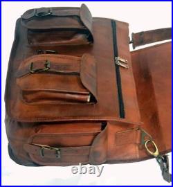 Men's Genuine 15 Vintage Brown Leather Messenger Shoulder Laptop Bag Briefcase