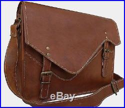 Men's Genuine Vintage Leather Messenger Laptop Briefcase Satchel Women Bag Brown