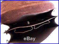 Men's Women's Saddle Leather Briefcase Handbag Messenger Backpack 17 Laptop Bag