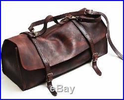 Men women Dark Brown rugged Genuine Leather bag sling Briefcase laptop satchel