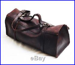 Men women Dark Brown rugged Genuine Leather bag sling Briefcase laptop satchel