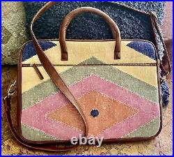 Messenger Briefcase Laptop Bag Genuine Leather Wool Kilim Shoulder Crossbody 17