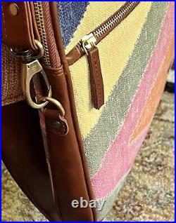 Messenger Briefcase Laptop Bag Genuine Leather Wool Kilim Shoulder Crossbody 17