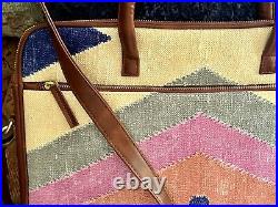 Messenger Briefcase Laptop Bag Genuine Leather Wool Kilim Shoulder Crossbody 17