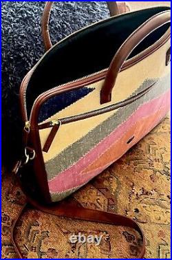 Messenger Briefcase Laptop Bag Genuine Leather Wool Kilim Shoulder Crossbody 17