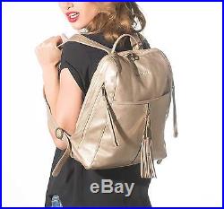Metallic Gold Leather Backpack, Travel Bag, Laptop Bag, Womens Work Bag