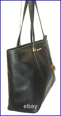 Michael Kors Black Saffiano Leather XL Temple Laptop Tote Shoulder Bag Near MINT