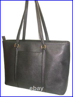 Michael Kors Black Saffiano Leather XL Temple Laptop Tote Shoulder Bag Near MINT