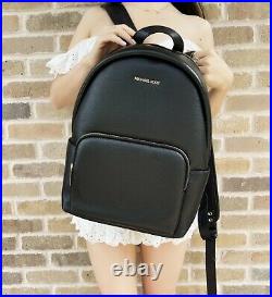 Michael Kors Erin Abbey Large Backpack Black Pebbled Leather Laptop School Bag