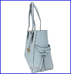 Michael Kors Gilly Large Drawstring Laptop Tote Vista Blue Saffiano Leather