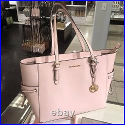 Michael Kors Gilly Large Drawstring Zip Shoulder Tote Bag Laptop Pink Leather