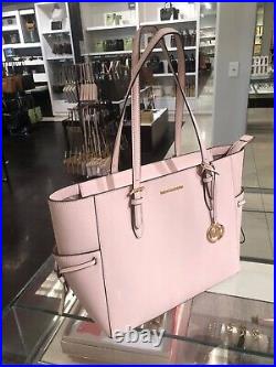 Michael Kors Gilly Large Drawstring Zip Shoulder Tote Bag Laptop Pink Leather