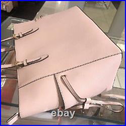 Michael Kors Gilly Large Drawstring Zip Shoulder Tote Bag Laptop Pink Leather