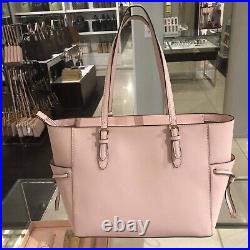 Michael Kors Gilly Large Drawstring Zip Shoulder Tote Bag Laptop Pink Leather