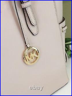 Michael Kors Gilly Large Drawstring Zip Shoulder Tote Bag Laptop Pink Leather
