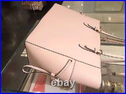 Michael Kors Gilly Large Drawstring Zip Shoulder Tote Bag Laptop Pink Leather