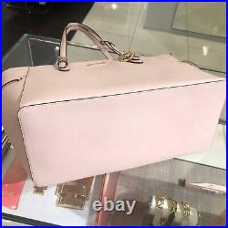 Michael Kors Gilly Large Drawstring Zip Shoulder Tote Bag Laptop Pink Leather